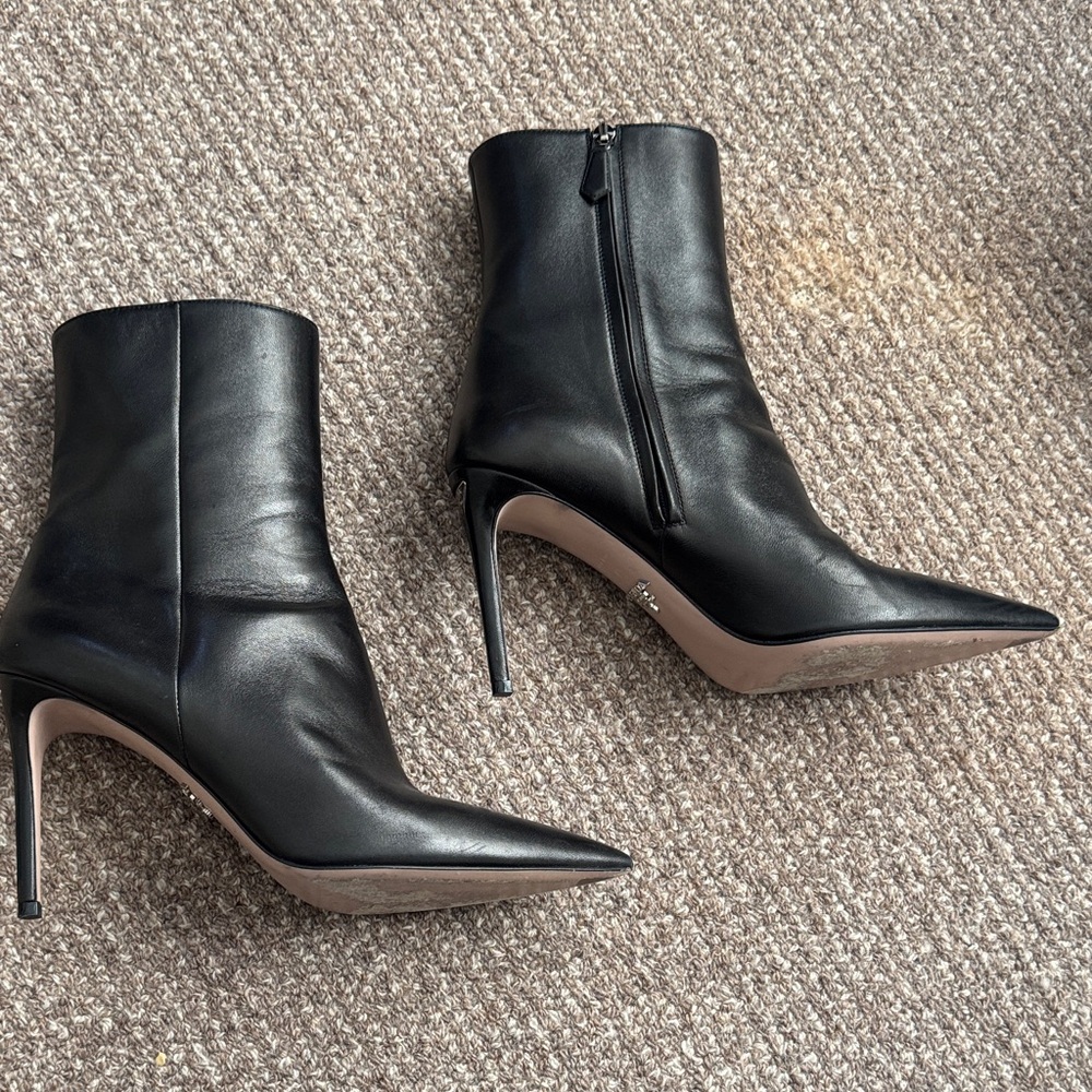 Prada Women's Dark Brown Leather Heeled Boots - Picture 4 of 8